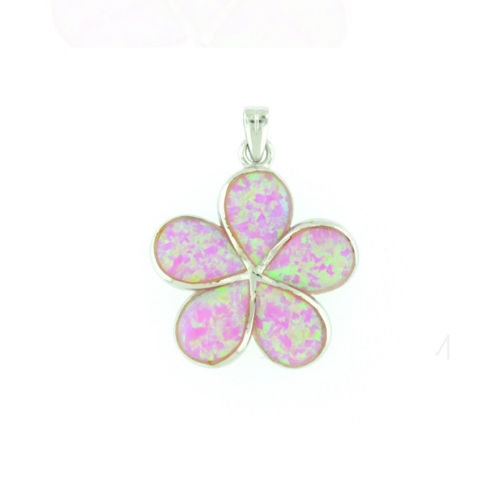 NWT Sterling Silver Plumeria pink opal pendant & earrings 💕💕 new line💕💕 - Picture 7 of 8